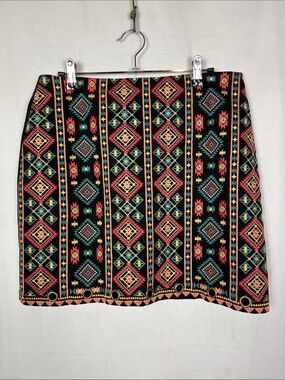 Savannah Jane Black Boho Aztec Mini Skirt